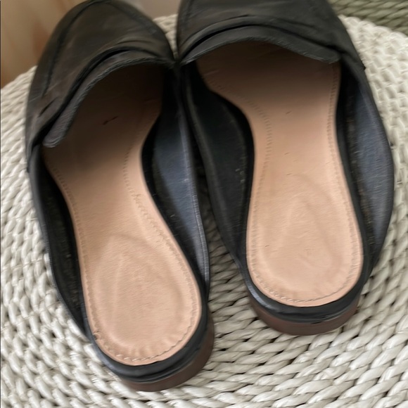 ZARA Black Leather Loafer Slides - Picture 3 of 4